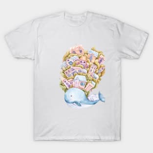 Watercolor cartoon cute whale illustration T-Shirt